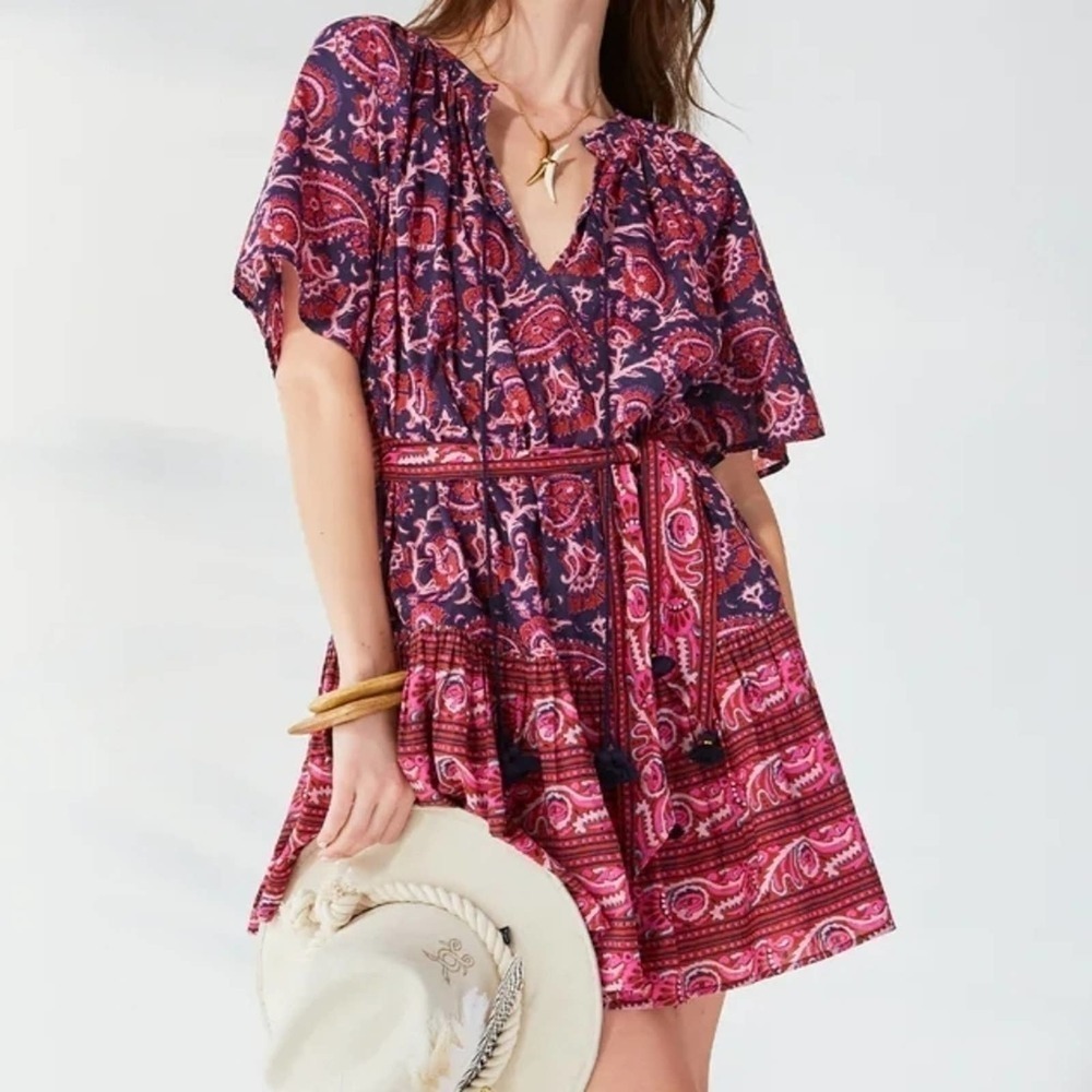 Nwt Small Figue Bria dress Paisley True Blue Fuchsia